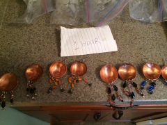 copper disc earrings after one hour